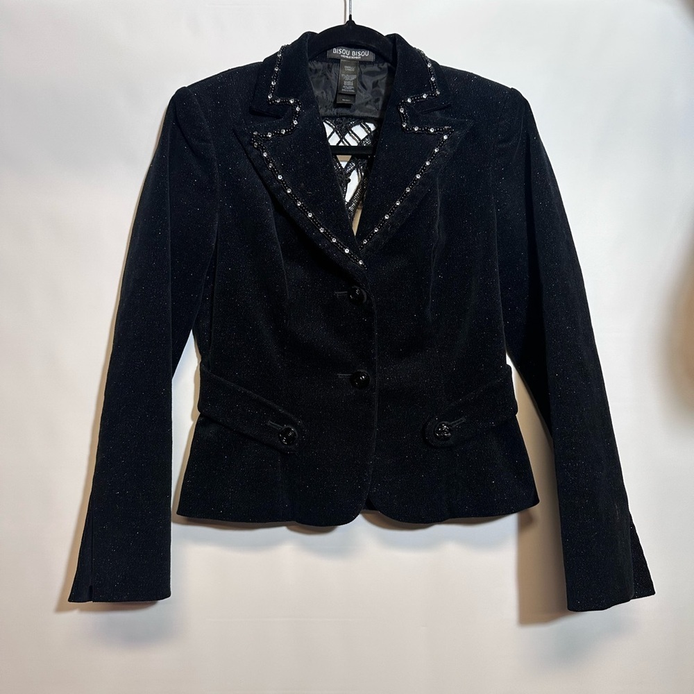 Sold.  Bisou Bisou Black Blazer with Elegant Beaded Detailing